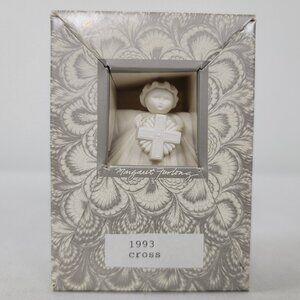 Margaret Furlong Ornament CROSS in box NO Stand 1993  3" Tall Bisque